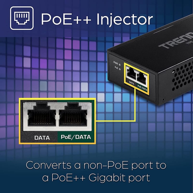 TRENDnet Gigabit PoE++ Injector, Convert A Non-PoE Port to A PoE++ Gigabit Port, PoE (15.4W), PoE+ (30W), Or PoE++ (95W), Up to 100m (328 ft), Integrated Power Supply, Black, TPE-119GI - Thumbnail 4