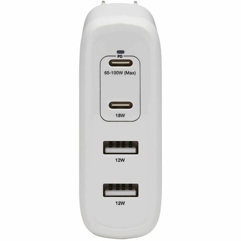 Tripp Lite by Eaton 4-Port Compact USB Wall Charger - GaN Technology 100W PD Charging 2 USB-C & 2 USB-A White - Thumbnail 5