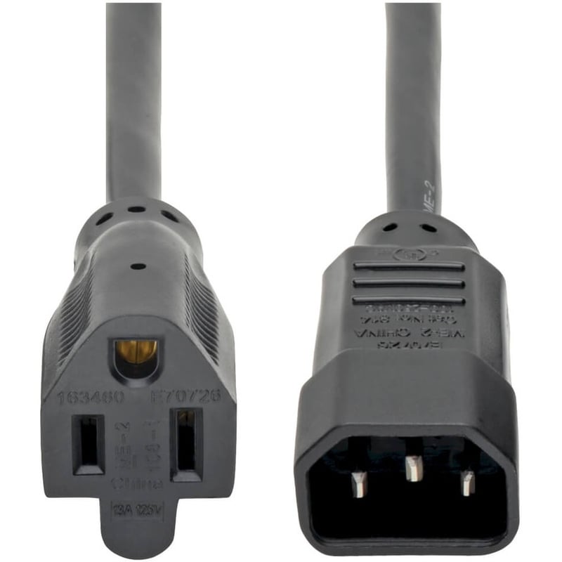 Eaton Tripp Lite Series NEMA 5-15R to C14 Computer AC Power Cable - 13A, 125V, 16 AWG, 2 ft. (0.61 m), Black - Thumbnail 1