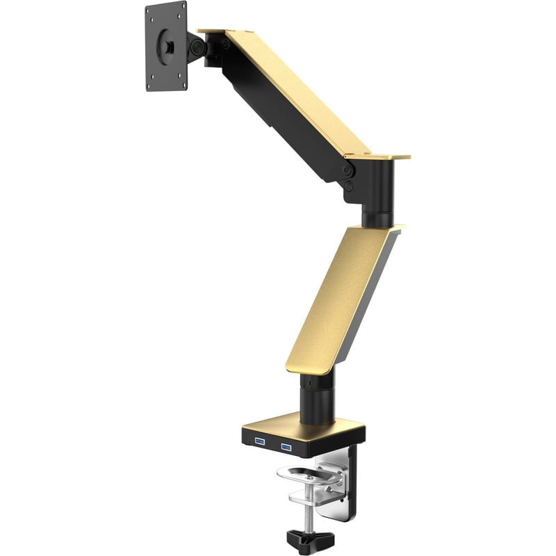 CTA Digital Gas Spring Monitor Arm with 2 USB Ports (Gold) - Thumbnail 1