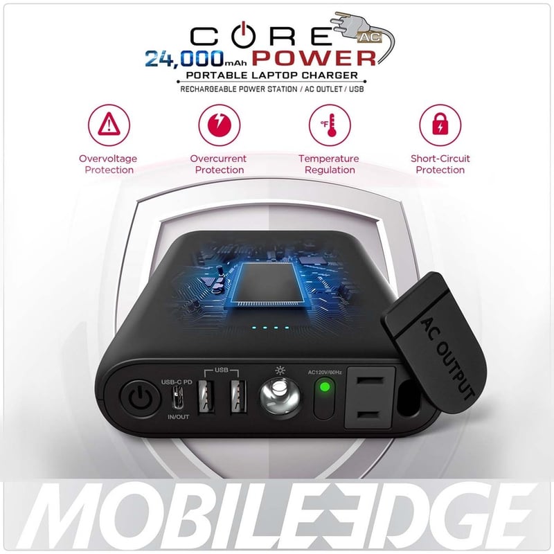 Mobile Edge CORE Power 24,000mAh AC/USB Laptop Power Charger - Thumbnail 5