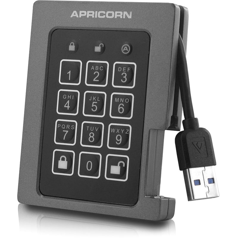 Apricorn Aegis Padlock ASSD-3PL256-2TBF 2 TB Solid State Drive - 2.5" Internal - Black - TAA Compliant - Thumbnail 2