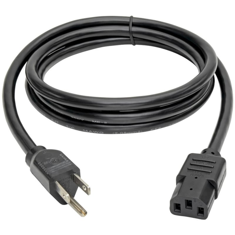 Eaton Tripp Lite Series Computer Power Cord, NEMA 5-15P to C13 - Heavy-Duty, 15A, 125V, 14 AWG, 6 ft. (1.83 m), Black - Thumbnail 2
