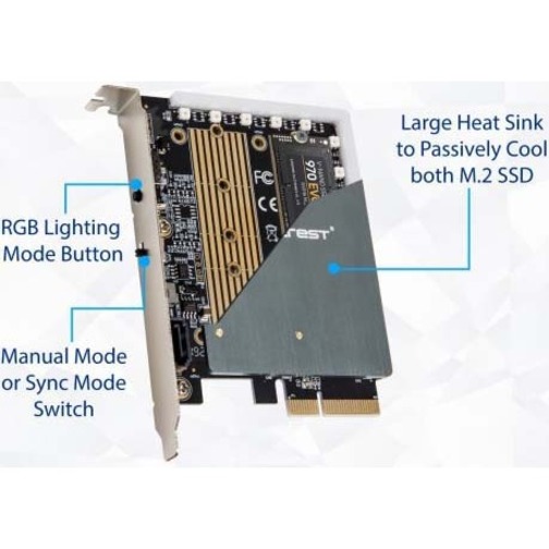 IO Crest M.2 M-key and M.2 B-key SSD RGB Adapter Card with Heatsink 12V ARGB PIN - Thumbnail 4
