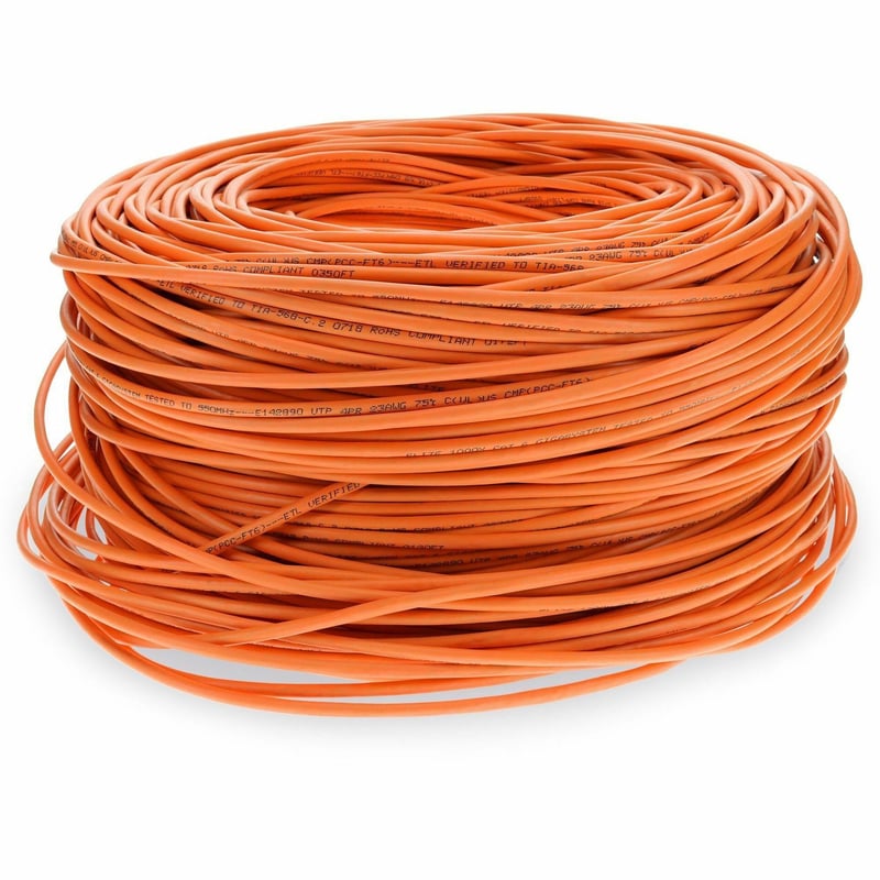 AddOn 1000ft Non-Terminated Orange CAT 6 Shielded Plenum-Rated Bulk Cable - Thumbnail 1
