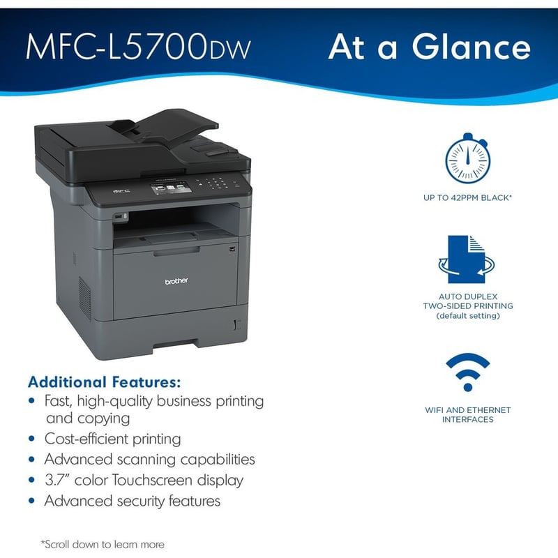 Brother MFC-L5700DW Laser Multifunction Printer - Monochrome - Duplex - Thumbnail 3
