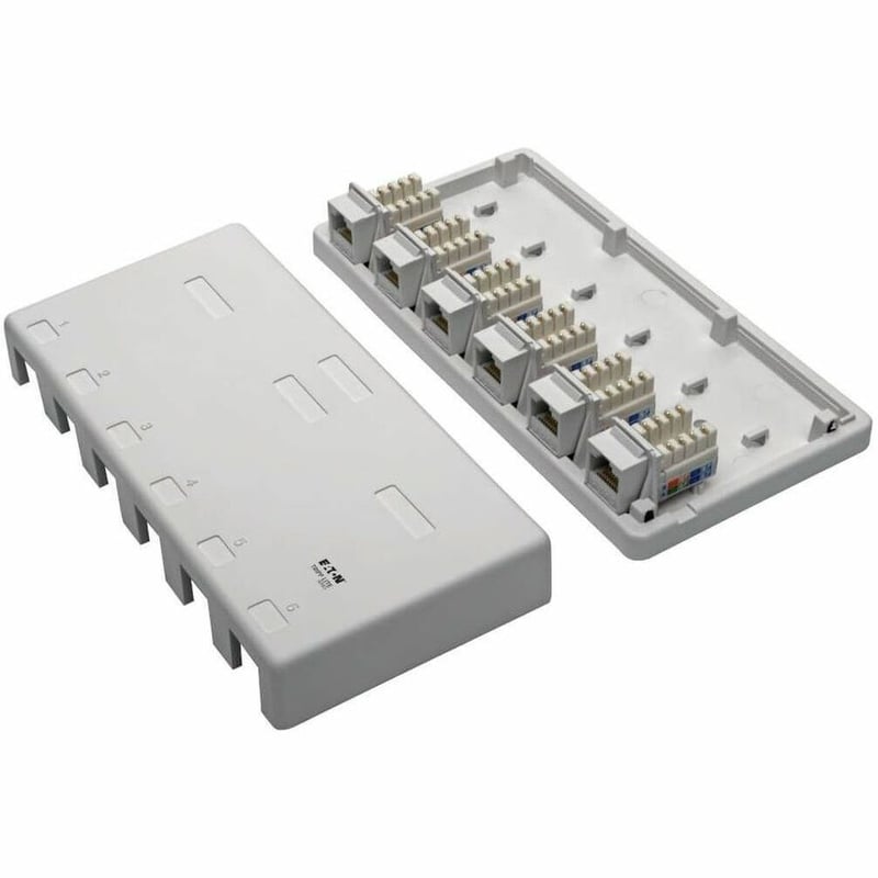 Tripp Lite by Eaton Pre-Configured Unshielded Cat6 6-Port Surface-Mount Box 110 IDC RJ45 White - Thumbnail 4