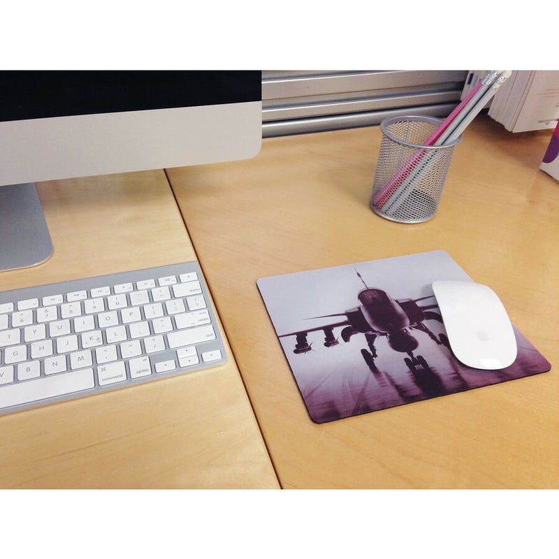 OTM Rugged Prints Black Mouse Pad, Airplane - Thumbnail 2