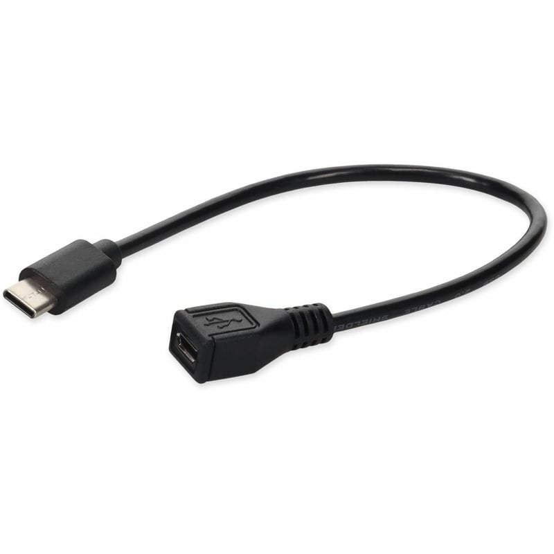 AddOn USB C 3.1 Male to Micro-USB B 2.0 Female Black Adapter - Thumbnail 1