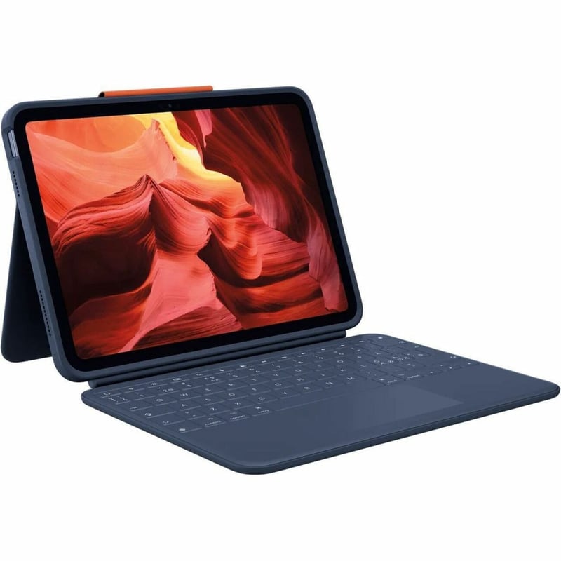 Logitech Rugged Combo 4 Touch Rugged Keyboard/Cover Case (Folio) for 10.9" Apple iPad (10th Generation) iPad, Stylus - Classic Blue - Thumbnail 1
