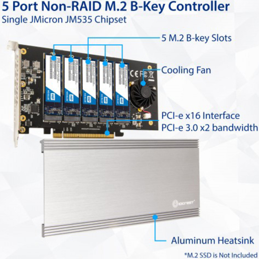 IO Crest 5 Slot M.2 B-key PCIe Controller - Thumbnail 2