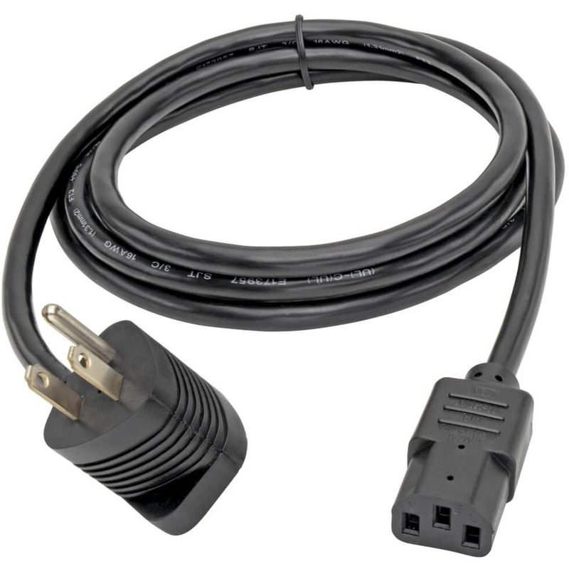 Eaton Tripp Lite Series Piggyback Extension Cord, NEMA 5-15P/5-15R to C13 - 13A, 125V, 16 AWG, 6 ft. (1.83 m), Black - Thumbnail 2