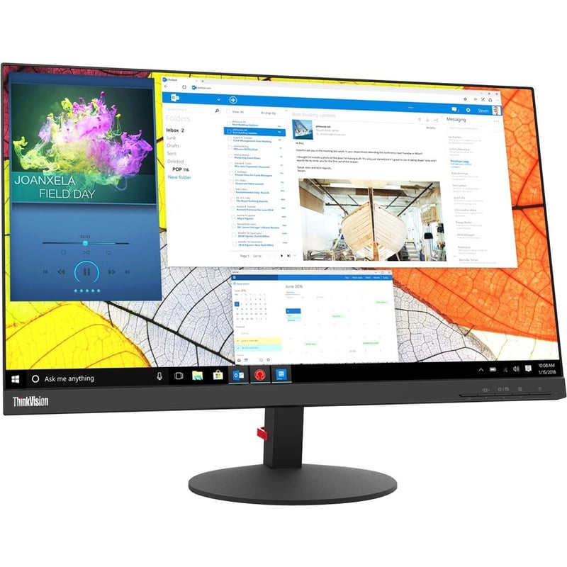 Lenovo ThinkVision S24q-10 24" Class WQHD LCD Monitor - 16:9 - Raven Black - Thumbnail 1