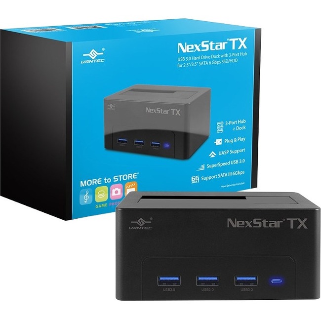 Vantec NexStar TX NST-D328S3H-BK Drive Dock SATA/600 - USB 3.0 Type A Host Interface - UASP Support External - Thumbnail 1