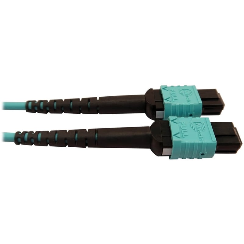 Eaton Tripp Lite Series 400G Multimode 50/125 OM4 Plenum Fiber Optic Cable, 24F MTP/MPO-PC to (x2) 12F MTP/MPO-PC (F/F), Aqua, 5 m - Thumbnail 5
