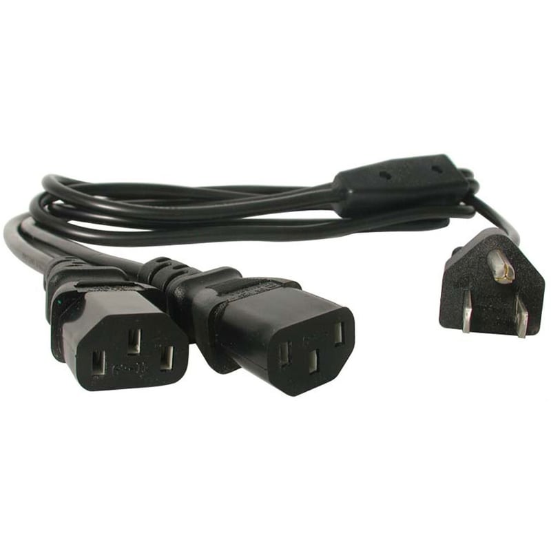 StarTech.com 6ft (2m) Computer Power Cord Y Splitter, NEMA 5-15P to 2x C13 Y Cable, 10A 125V, 18AWG, AC Power Cord, Monitor Power Cable - Thumbnail 1