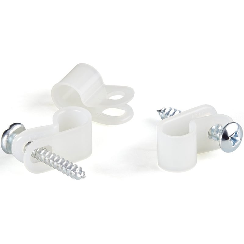 StarTech.com 100 Pack Screw Mount Cable Clamps - Wire Fastener/Holder - R-Type Screw Down Reusable Nylon Clips - UL/94V-2 Rated - Medium - Thumbnail 5