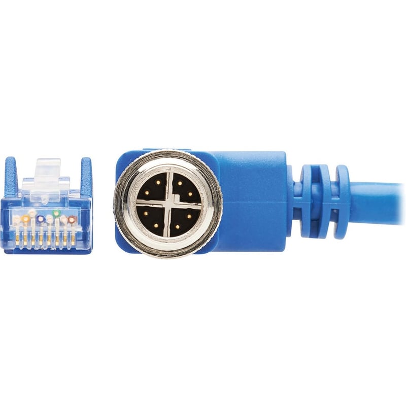 Eaton Tripp Lite Series M12 X-Code Cat6 1G UTP CMR-LP Ethernet Cable (Right-Angle M12 M/RJ45 M), IP68, PoE, Blue, 3 m (9.8 ft.) - Thumbnail 3
