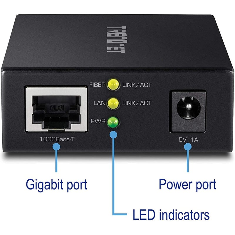 TRENDnet 1000BASE-T to SFP Fiber Media Converter; Gigabit Ethernet to SFP Media Converter; 4Gbps Switching Capactiy; TFC-GSFP - Thumbnail 4