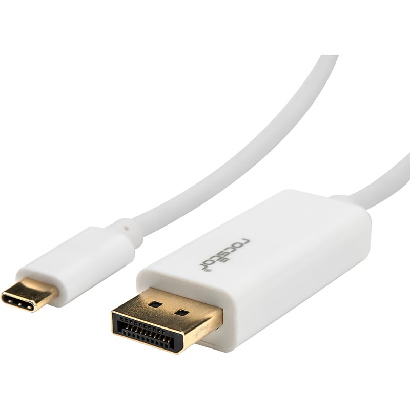 Rocstor Premium 6ft / 2m USB Type C to DisplayPort Cable - USB C to DP Cable - 4K 60Hz - White - DisplayPort/USB for Video Device, Monitor, Workstation, Projector, MacBook, Chromebook, Notebook, Ultrabook, TV - 6ft - 1 Pack - 1 x Type C Male USB - 1 x - - Thumbnail 4