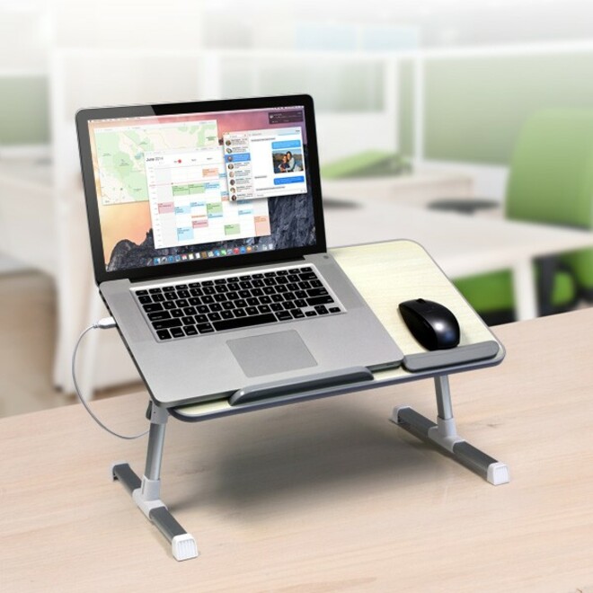 Aluratek Adjustable Ergonomic Laptop Cooling Table with Fan - Thumbnail 3
