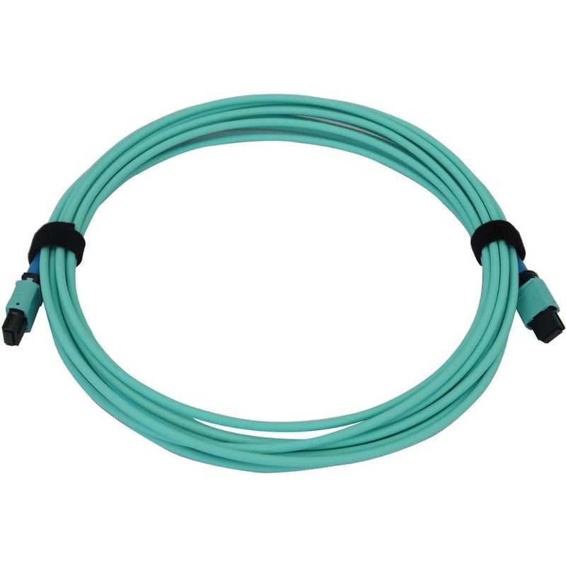 Eaton Tripp Lite Series 40/100/400G Multimode 50/125 OM3 Fiber Optic Cable (24F MTP/MPO-PC F/F), LSZH, Aqua, 5 m (16.4 ft.) - Thumbnail 2