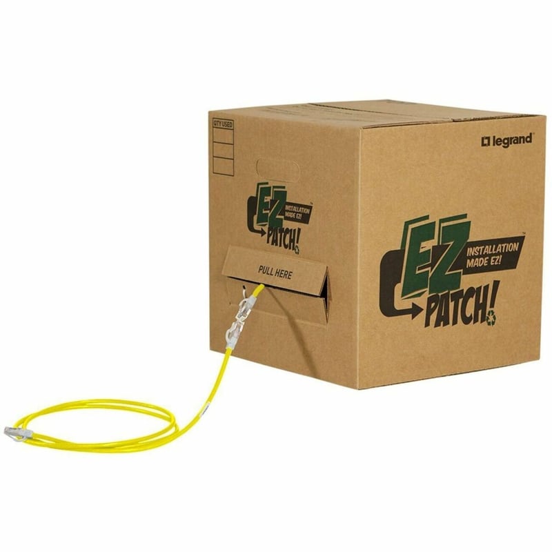 Ortronics EZ Patch Box, CAT5E 3ft, Yellow, Qty 50