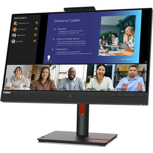Lenovo ThinkVision T24v-30 24" Class Webcam Full HD LCD Monitor - 16:9 - Raven Black - Thumbnail 3