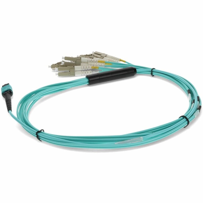 AddOn 1m MPO (Female) to 6xLC (Male) 12-Strand Aqua OM3 Duplex Fiber Fanout Cable - Thumbnail 3