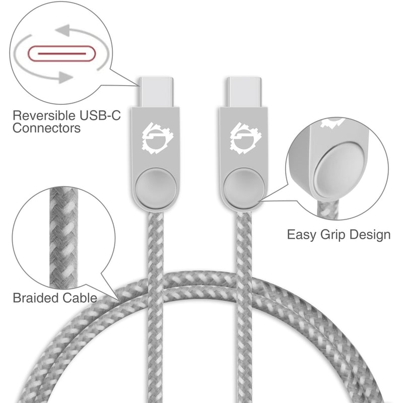 SIIG Zinc Alloy USB-C to USB-C Charging & Sync Braided Cable - 3.3ft, 2-Pack - Thumbnail 3