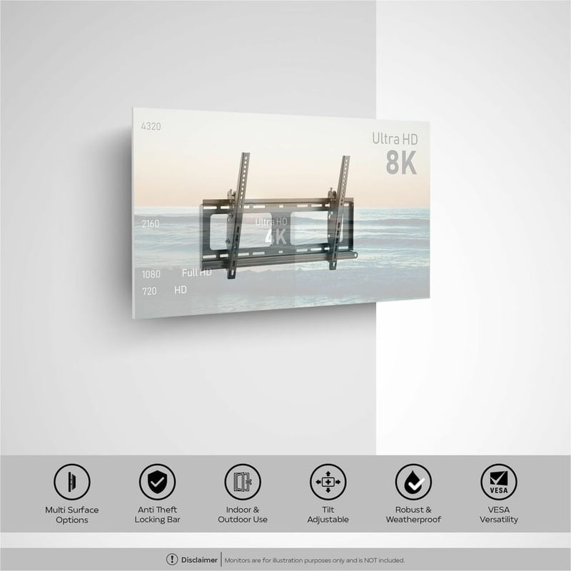 CTA Digital Anti-Theft Weatherproof Tilt TV Wall Mount - Thumbnail 2