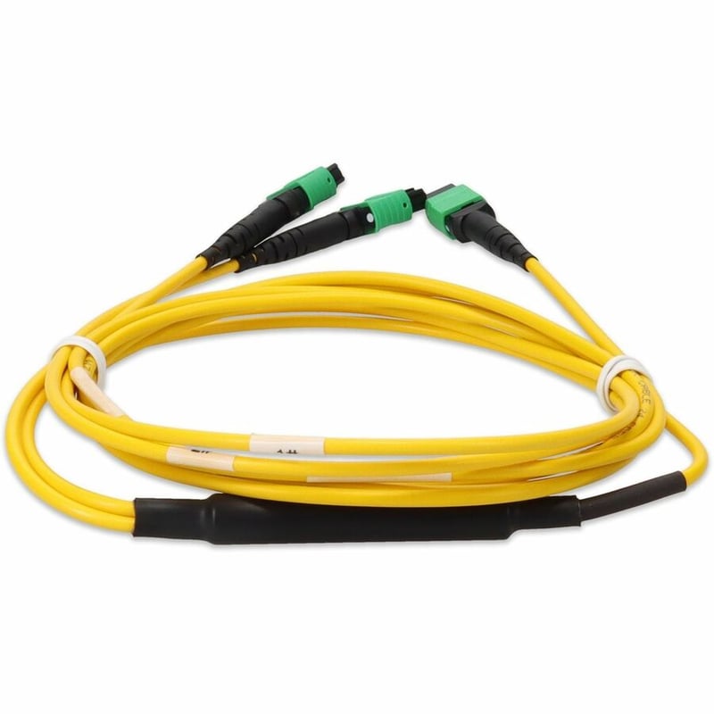 AddOn 2m MPO/APC to 2xMPO/APC Yellow OS2 OFNR (Riser-Rated) 16-Strand SMF Fiber Fanout Cable - Thumbnail 4