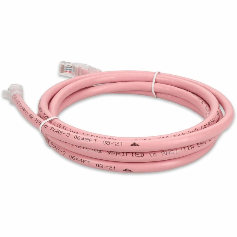 AddOn 6ft Pink CAT 6A PVC Ethernet Cable Snagless Bubble Boot RJ-45 M/M - Thumbnail 3