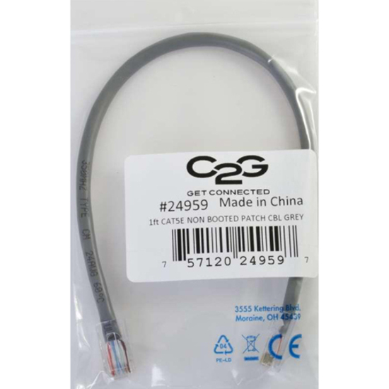 C2G-75ft Cat5e Non-Booted Unshielded (UTP) Network Patch Cable - Gray - Thumbnail 2