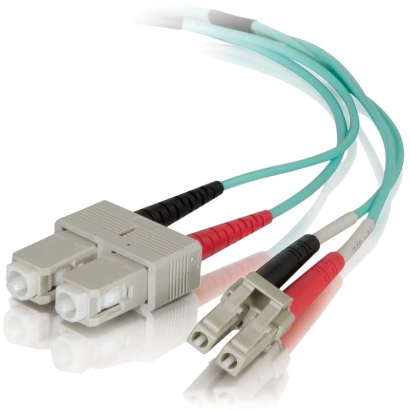 C2G 20m LC-SC 50/125 OM4 Duplex Multimode PVC Fiber Optic Cable - Aqua - Thumbnail 1