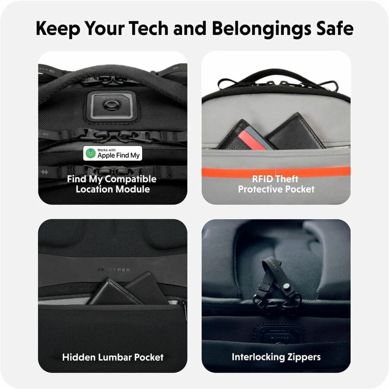 Hyper HyperPack Pro HP20P2BKGL Carrying Case (Backpack) for 12.9" to 16" Apple MacBook - Black - Thumbnail 2