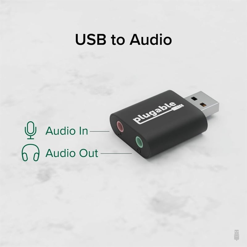 Plugable USB Audio Adapter with 3.5mm Speaker-Headphone and Microphone Jack, Add an External Stereo Sound Card to Any PC - Thumbnail 2