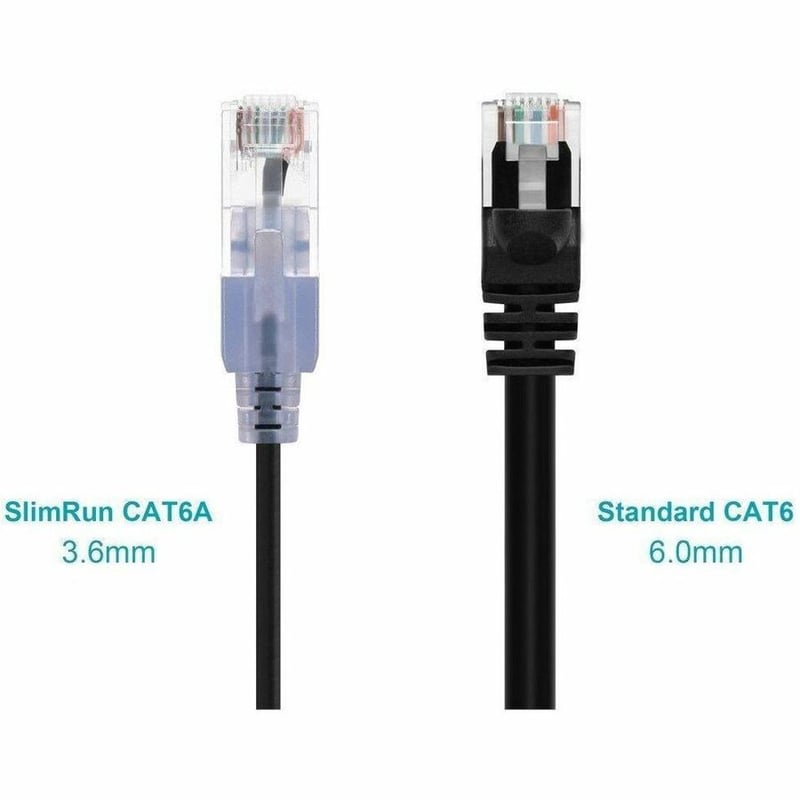 MONOPRICE CAT6A 5FT BLACK PATCH CABLE_ UTP_ 30AWG_ 10G_ PURE BARE COPPER_ SNAGLE - Thumbnail 2