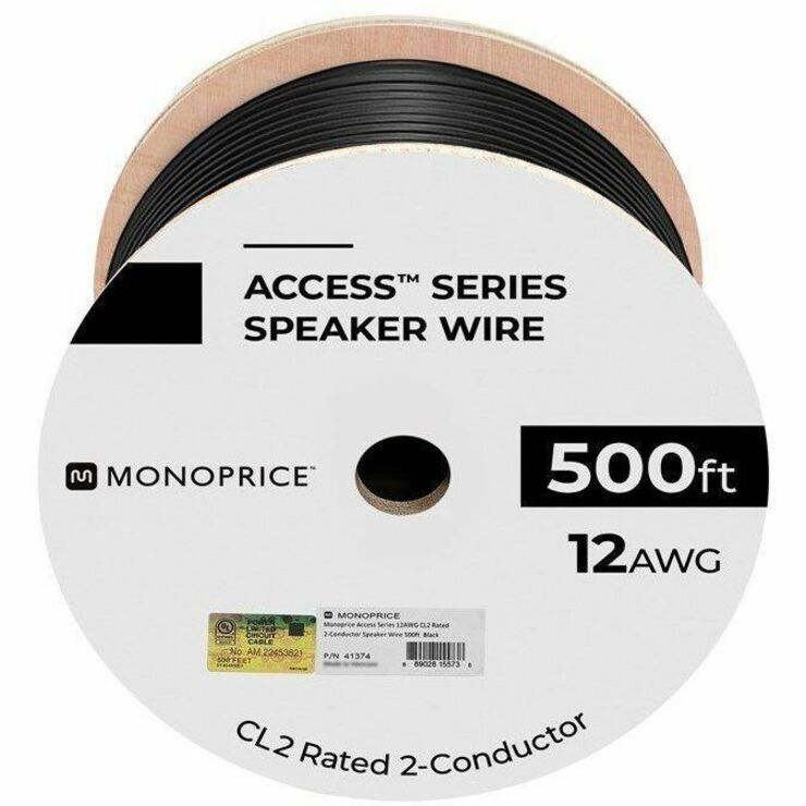 MONOPRICE SPEAKER WIRE CL2 RATED 2-CONDUCTOR 12AWG 500FT BLACK - Thumbnail 5