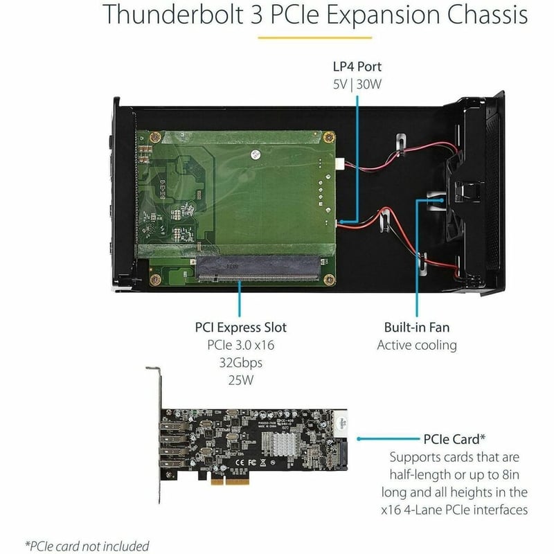 StarTech.com Thunderbolt 3 PCIe Expansion Chassis, External Enclosure Box with 1x PCI-Express Slot, 5K/4K Output Via TB3/DP Ports, TAA - Thumbnail 4