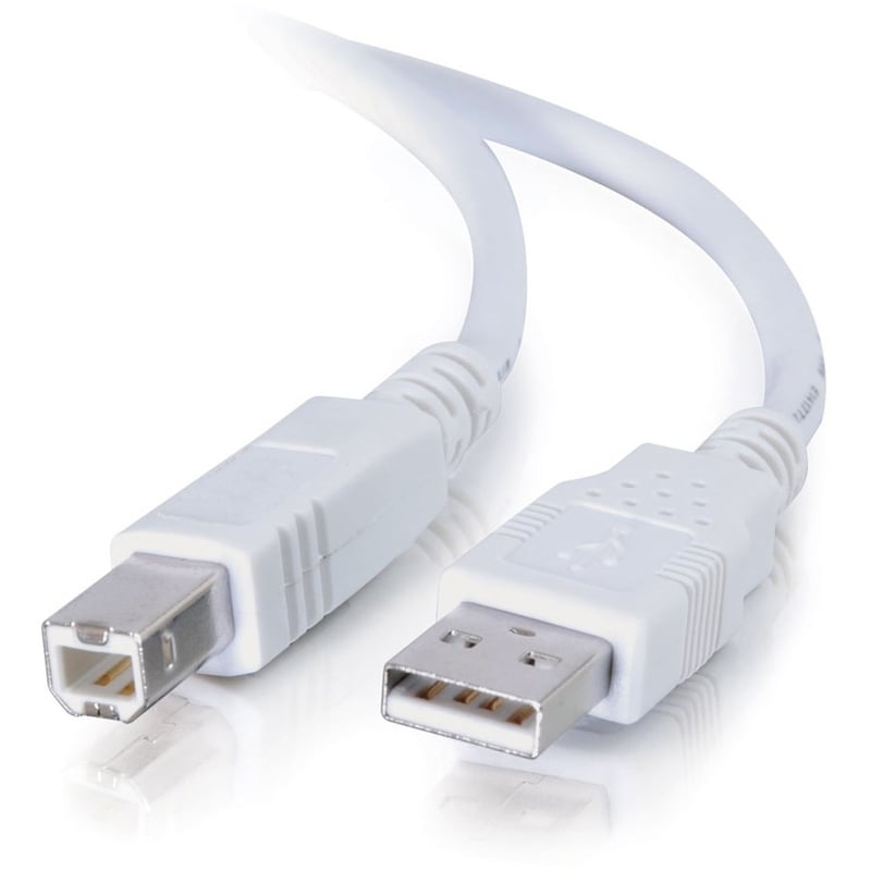 C2G 6.6ft USB to USB B Cable - USB A to USB B - USB 2.0 - White - M/M - Thumbnail 1