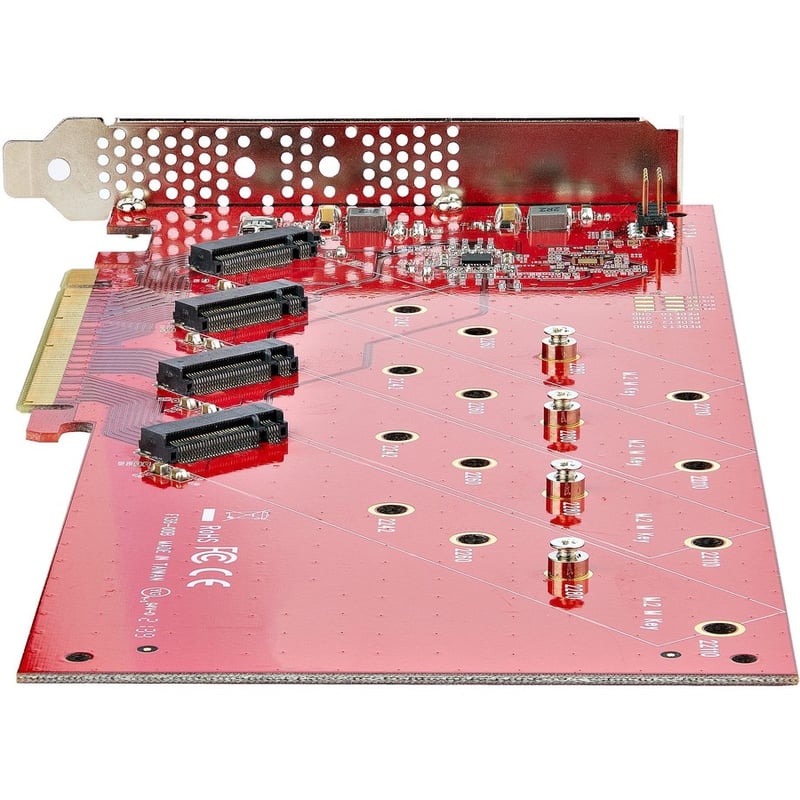 StarTech.com Quad M.2 PCIe Adapter Card, x16 Quad NVMe or AHCI M.2 SSD to PCI Express 4.0, Up to 7.8GBps/Drive, For 2242/2260/2280/22110mm PCIe M-Key M2 SSDs, Bifurcation Required - PC/Linux Compatible - Thumbnail 4
