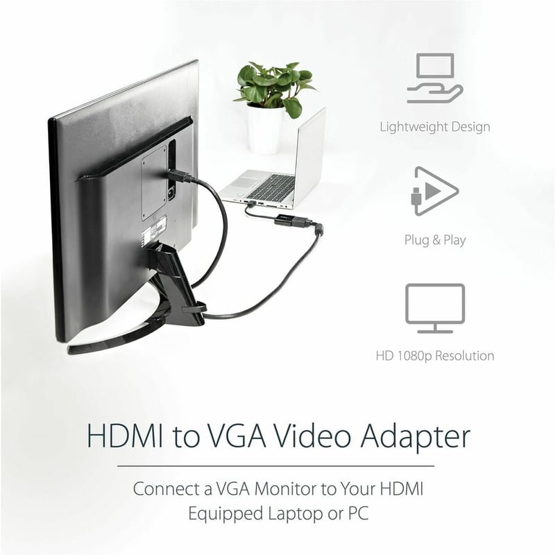 StarTech.com HDMI to VGA Adapter - 1080p - 1920 x 1080 - Black - HDMI Converter - VGA to HDMI Monitor Adapter - Thumbnail 2