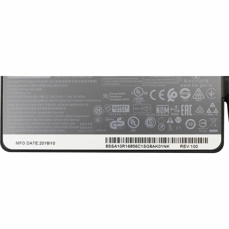 LENOVO AC ADAPTER 1 PACK 65 W 120 V AC 230 V AC INPUT 5 V - Thumbnail 2