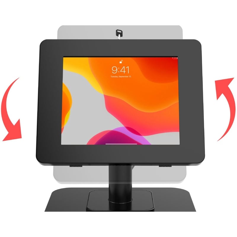 CTA Digital Desk Mount, Dual USB Hub & Security Enclosure for iPad Gen 7-10 & More (Black) - Thumbnail 2