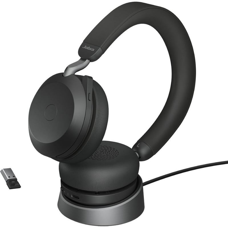 Jabra Evolve2 75 Wireless On-ear Stereo Headset - USB-A - Unified Communication - Black - Binaural - Ear-cup - 3000 cm - Bluetooth - 20 Hz to 20 kHz - MEMS Technology Microphone - Noise Cancelling - Thumbnail 2