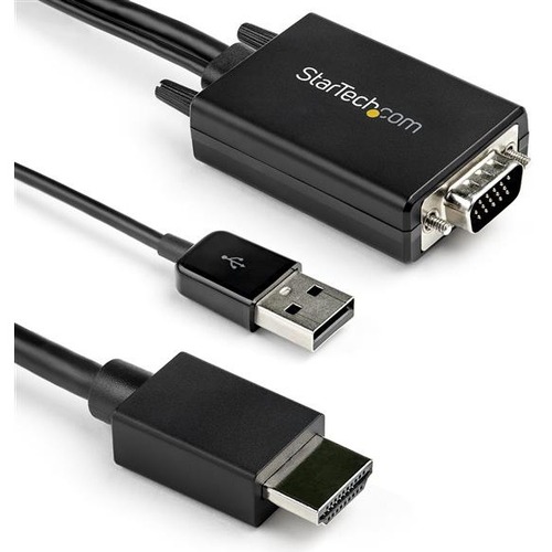 StarTech.com 2m VGA to HDMI Converter Cable with USB Audio Support - 1080p Analog to Digital Video Adapter Cable - Male VGA to Male HDMI - Thumbnail 1