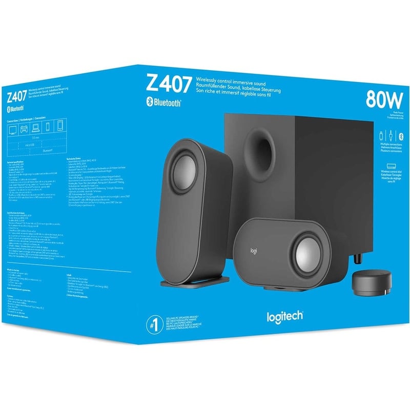 Logitech Z407 Bluetooth Speaker System - 40 W RMS - Black - Thumbnail 2