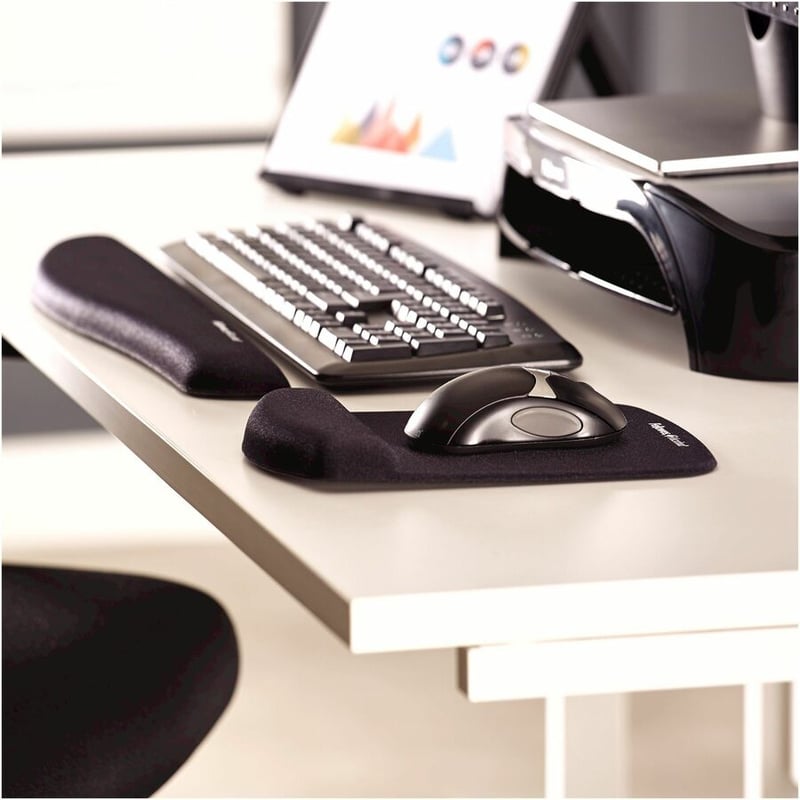 Fellowes PlushTouch Mouse Pad Wrist Rest with Microban - Graphite - Thumbnail 5