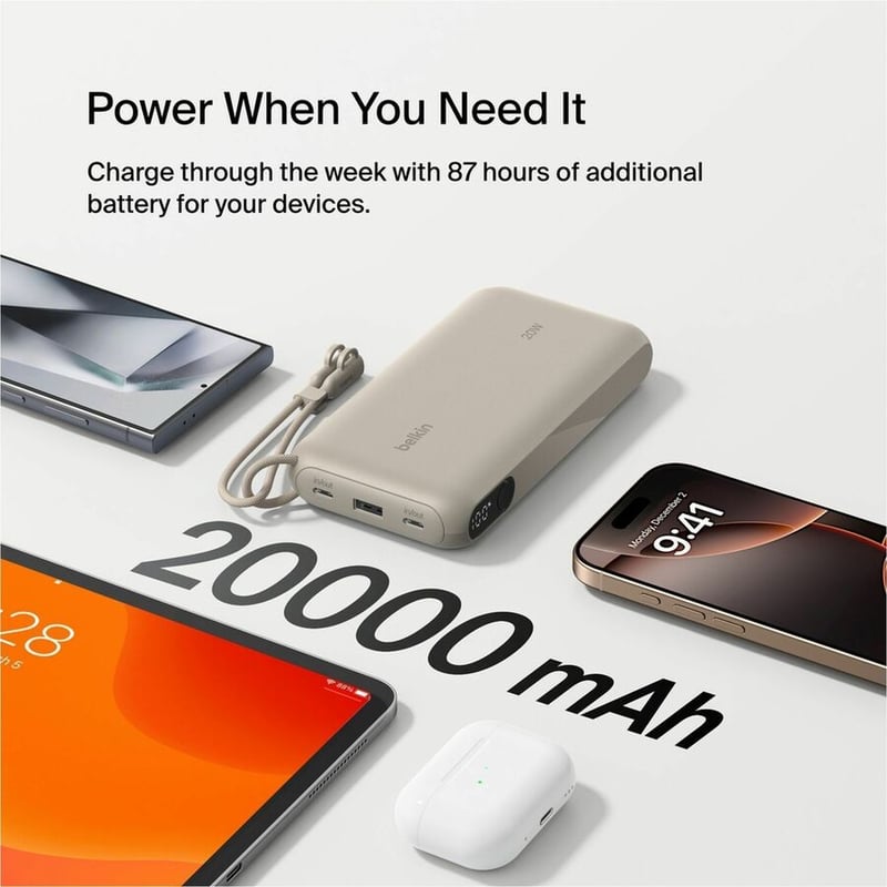 BOOSTCHARGE POWER BANK 20K W/ DISPLAY SAND - Thumbnail 3